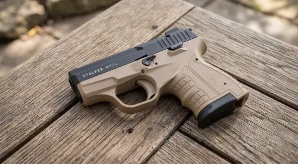 Pistolet hukowy Stalker M906 kal. 9mm, gotowy do użycia po uzyskaniu pozwolenia.