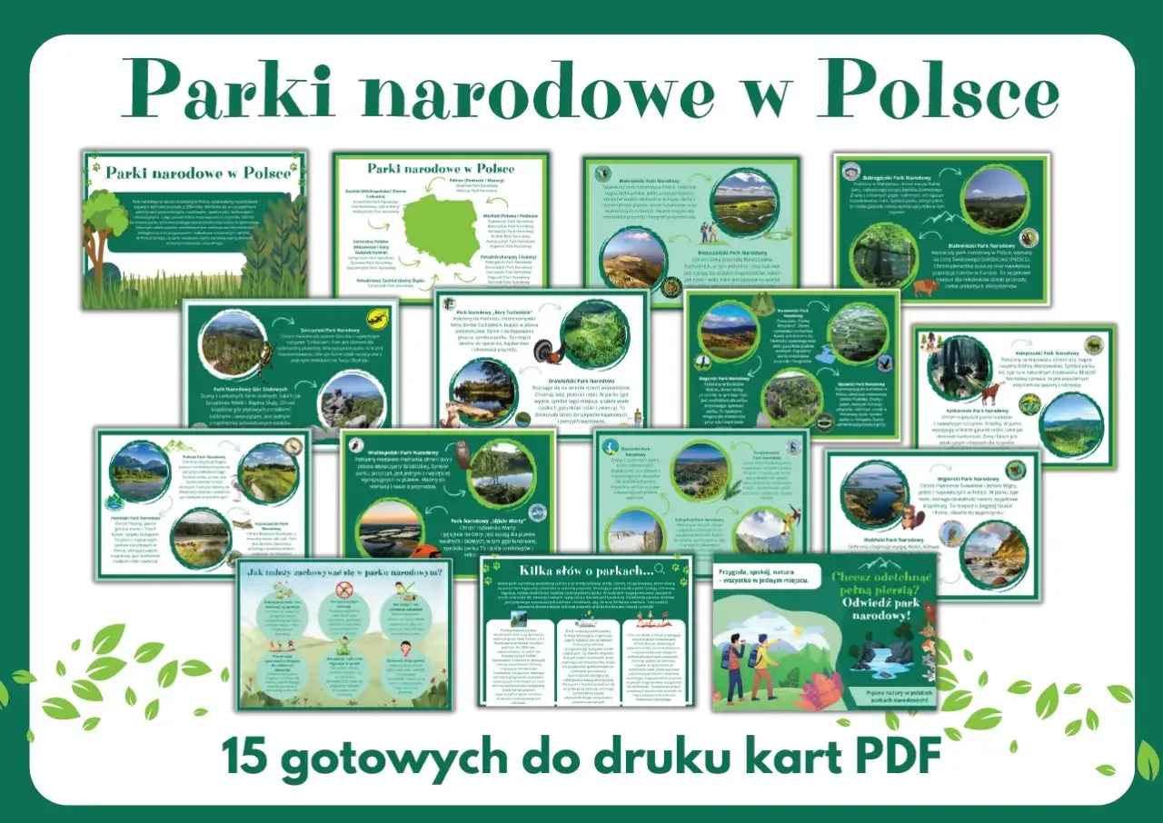 Wszystkie parki narodowe w Polsce na 15 kartach PDF. Odkryj piękno przyrody i zaplanuj przygodę w parkach narodowych.