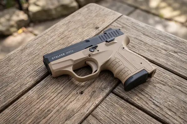 Pistolet hukowy Stalker M906 kal. 9mm, gotowy do użycia po uzyskaniu pozwolenia.