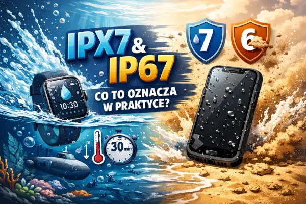 Smartwatch i smartfon w wodzie. IPX7 co oznacza? Ochrona przed zanurzeniem do 1 metra przez 30 minut.